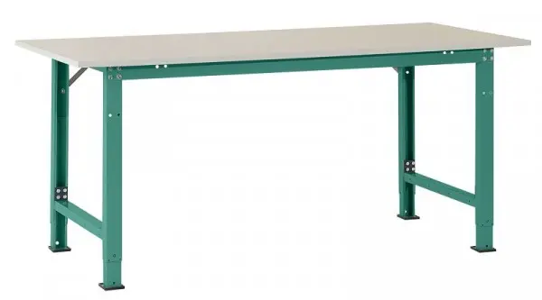 Manuflex Packtisch PACKPOOL Spezial mit Melaminplatte BxTxH = 2000 x 800 x 722-1022 mm Graugrün AS0032.0001