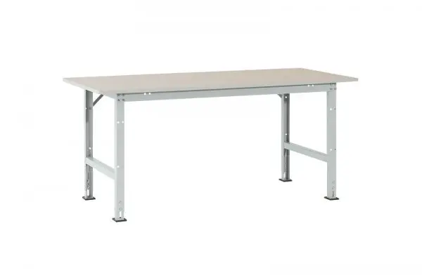 Manuflex Packtisch PACKPOOL Standard mit Melaminplatte BxTxH = 2000 x 800 x 760-870 mm Lichtgrau AS0031.7035