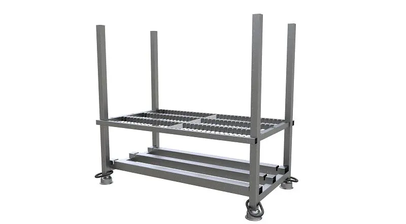 Schake Lager- und Transportpalette für Flachbaken für 108 Stück Flachbaken Standrohre aus 50 x 50 mm 36050-5