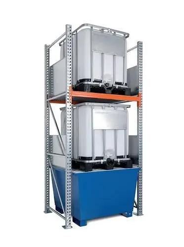 DENIOS Combi-Regal 3 K2-I mit lackierter Auffangwanne für 2 IBC à 1000 Liter Anbaufeld 201877