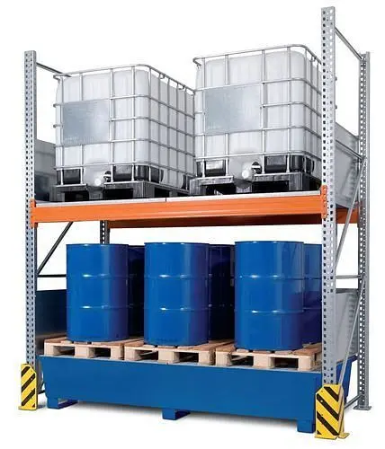 DENIOS Combi-Regal 3 K4-I mit lackierter Auffangwanne für 4 IBC à 1000 Liter Grundfeld 199657