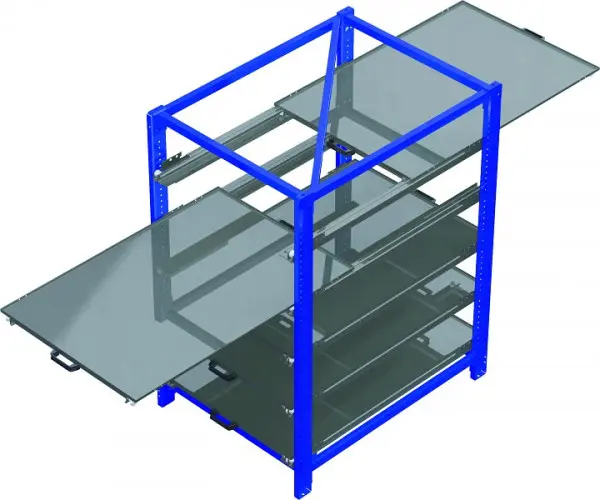 KROG Kompaktregal mit 5 Schubfächern 200 kg Traglast beidseitiger Auszug ca. 70 % 221700-5