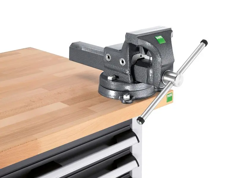 bott Schraubstock mit eingeschweißten Rohrspannbacken Backenbreite 100 mm RAL 7016 80601019.19V