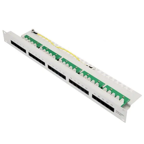 Helos Patchfeld Cat 3 ISDN 19" 1HE 25 Port hellgrau 11952