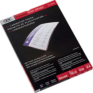 Laminierfolie HighSpeed™ glänzend, Folienstärke 75 µm, VE 100 Stk, für Format A4. mit App-Steuerung