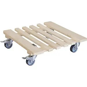 Pflanzenroller Holz PIANO, Tragfähigkeit 200 kg, LxB 380 x 380 mm, natur.