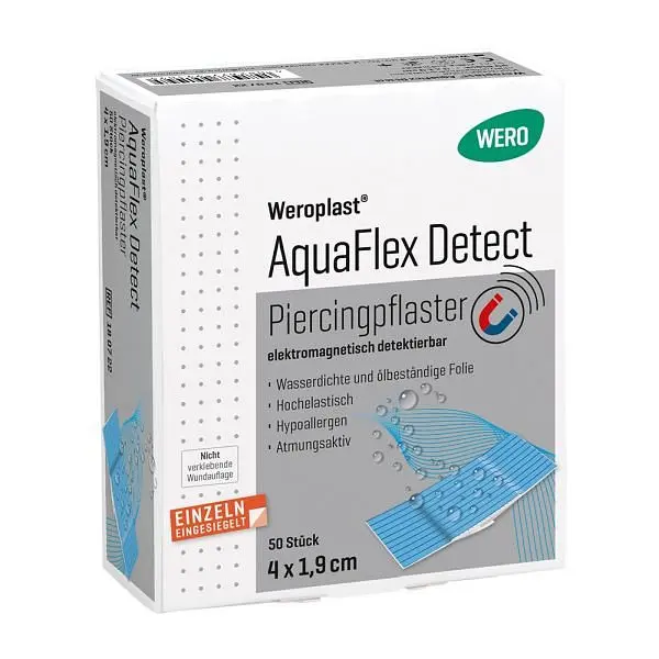 WERO Weroplast AquaFlex Detect Piercingpflaster 4x19 cm detektierbar VE: 50 Stück 180722