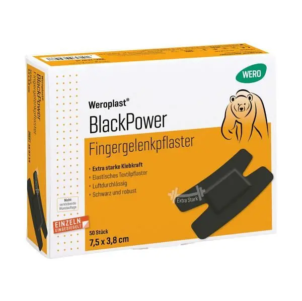 WERO Weroplast BlackPower Fingergelenkpflaster 75 x 38 cm VE: 50 Stück 160714