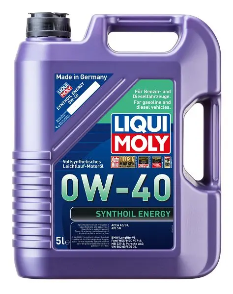 LIQBenutzeroberfläche MOLY Synthoil Energy 0W-40 Vollsynthetisches Leichtlauf Motoröl VE: 4 Stück à 5 Liter 1361