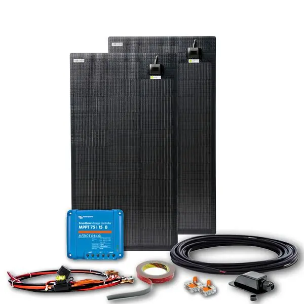 WATTSTUNDE 200EFX MultiWire MARINE MPPT Solar Komplettset für Wohnmobile &amp; Boote Victron SmartSolar 75 / 15 11-23...