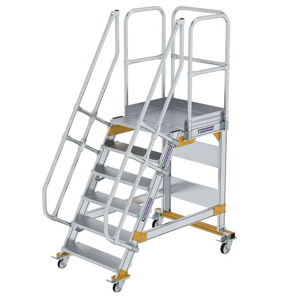 Munk Günzburger Steigtechnik Plattformtreppe 60° fahrbar Stufenbreite 800 mm 6 Stufen 600726