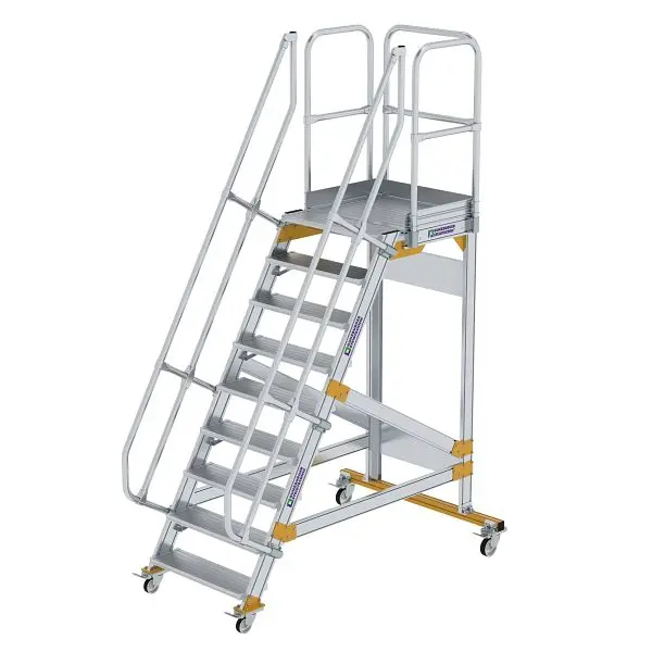Munk Günzburger Steigtechnik Plattformtreppe 60° fahrbar Stufenbreite 800 mm 9 Stufen 600729