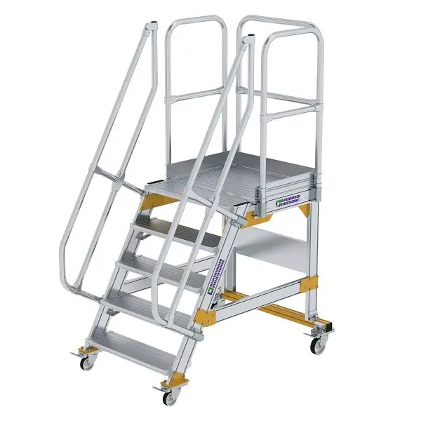Munk Günzburger Steigtechnik Plattformtreppe 60° fahrbar Stufenbreite 800 mm 5 Stufen 600725