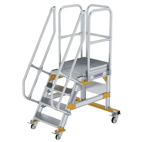 Munk Günzburger Steigtechnik Plattformtreppe 60° fahrbar Stufenbreite 600 mm 4 Stufen 600704