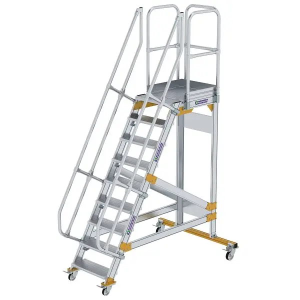 Munk Günzburger Steigtechnik Plattformtreppe 60° fahrbar Stufenbreite 600 mm 9 Stufen 600709
