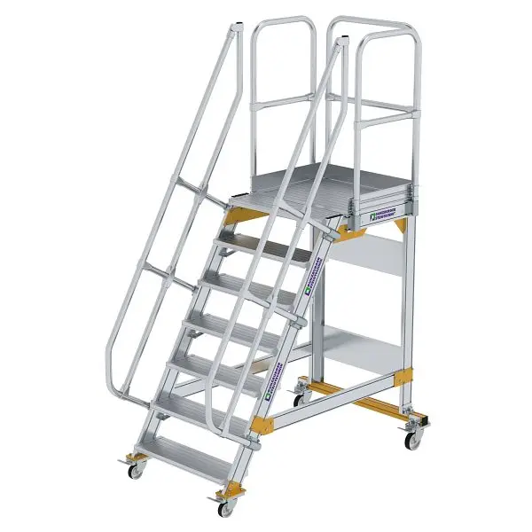 Munk Günzburger Steigtechnik Plattformtreppe 60° fahrbar Stufenbreite 800 mm 7 Stufen 600727