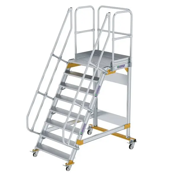 Munk Günzburger Steigtechnik Plattformtreppe 60° fahrbar Stufenbreite 1000 mm 8 Stufen 600748