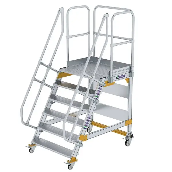 Munk Günzburger Steigtechnik Plattformtreppe 60° fahrbar Stufenbreite 1000 mm 6 Stufen 600746