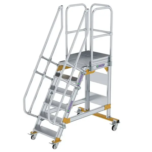 Munk Günzburger Steigtechnik Plattformtreppe 60° fahrbar Stufenbreite 600 mm 6 Stufen 600706