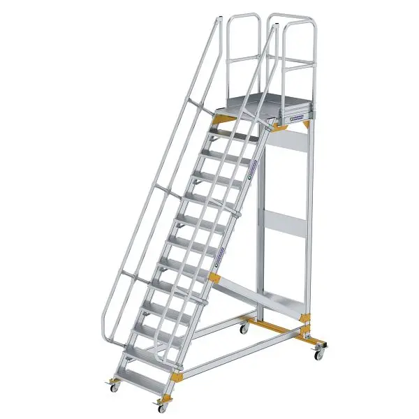 Munk Günzburger Steigtechnik Plattformtreppe 60° fahrbar Stufenbreite 800 mm 13 Stufen 600733