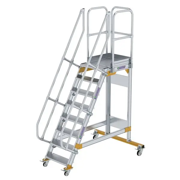 Munk Günzburger Steigtechnik Plattformtreppe 60° fahrbar Stufenbreite 600 mm 8 Stufen 600708