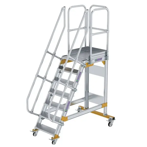 Munk Günzburger Steigtechnik Plattformtreppe 60° fahrbar Stufenbreite 600 mm 7 Stufen 600707