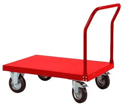Manuflex Plattformwagen TRANSOMOBIL mit Schiebebügel 200 kg Tragkraft HxBxT: 880 x 740 x 1013 mm rubinrot TP0161.3003