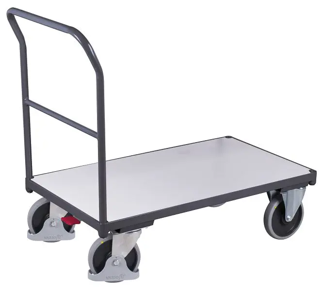 VARIOfit ESD Schiebebügelwagen Ladefläche: 880 x 500 mm RAL 7024 graphitgrau elektrisch sw-500.141