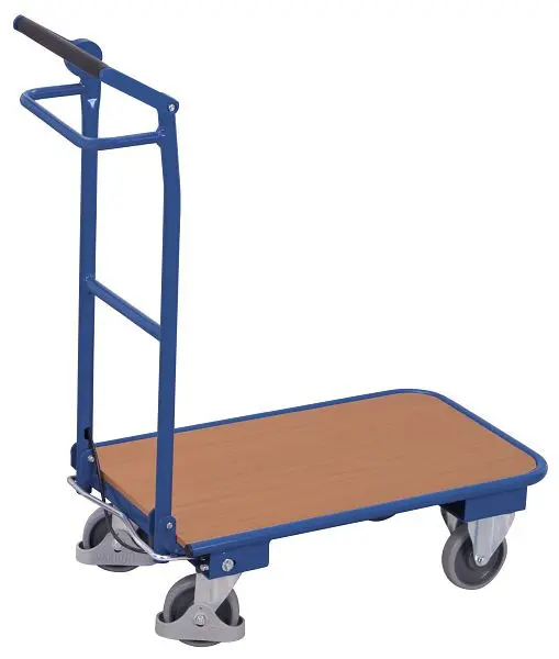 VARIOfit Klappbügelwagen mit Totmannbremse Ladefläche: 720 x 450 mm RAL 5010 enzianblau sw-450.831