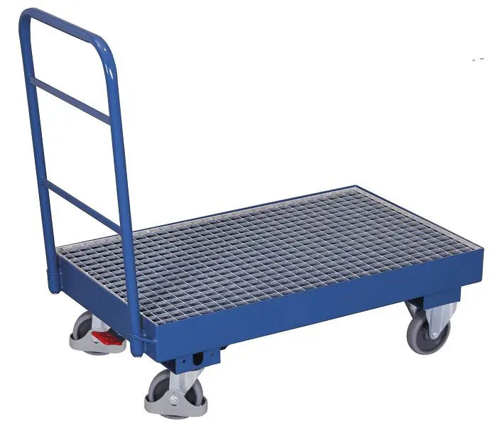 VARIOfit Schiebebügelwagen mit Auffangwanne Ladefläche: 990 x 590 mm RAL 5010 enzianblau sw-600.121