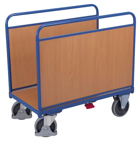 VARIOfit Seitenbügelwagen mit Holzwänden Ladefläche: 1.060 x 640 mm RAL 5010 enzianblau sw-700.200
