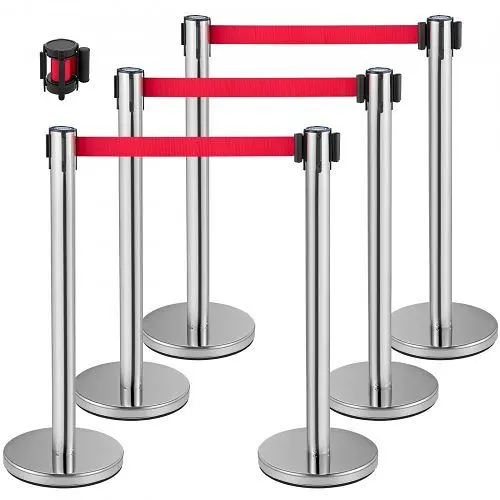 VEVOR Personenleitsystem 6 Ständer 1 Übergangsstück 90 cm Gesamthöhe Absperrung Abgrenzungsständer Absperrständer mi...
