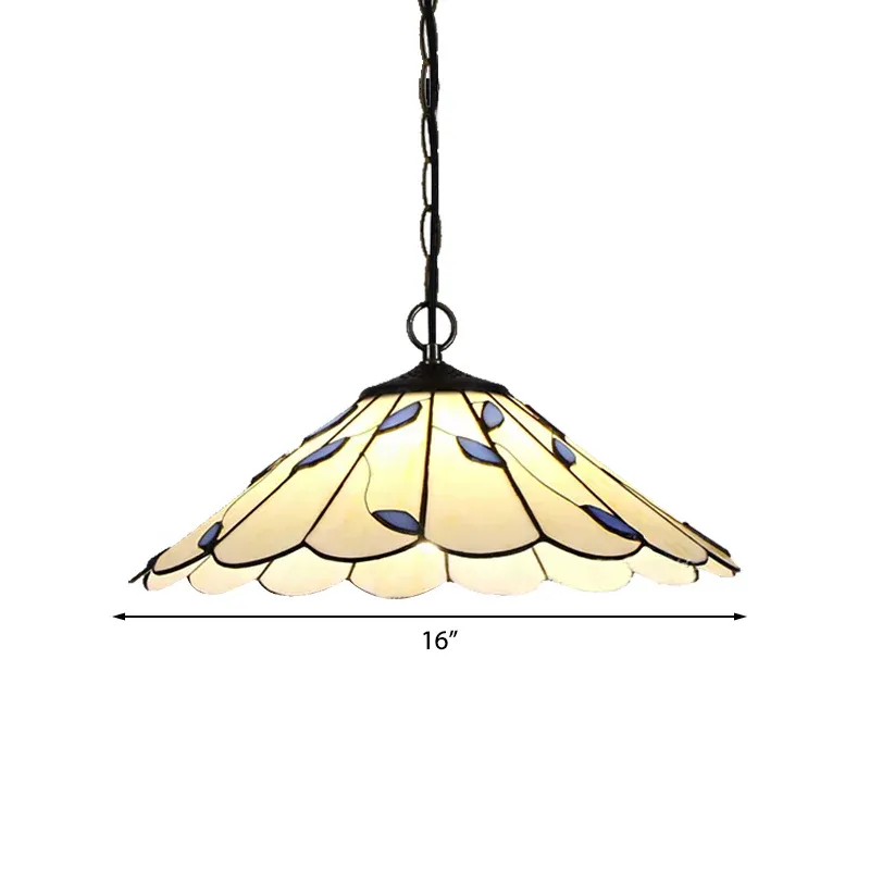 Ausgestellte Pendelleuchte, 1 Glühbirne, hellbraun Buntglas-Hängeleuchte im Tiffany-Stil mit Blattmuster mit Plug-and-Pl...