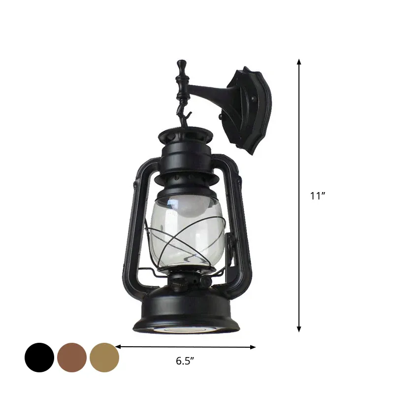 Hochwertige OEM Wandleuchte aus transparentem Glas, Bronze/Schwarz, Kerosin, 1 Glühbirne, nautische Wandleuchte für Foyer