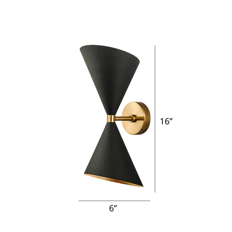 HourGlass Wandleuchte, moderne Wandleuchte aus Metall, 2 Glühbirnen, schwarz Kompatibel mit VW Golf