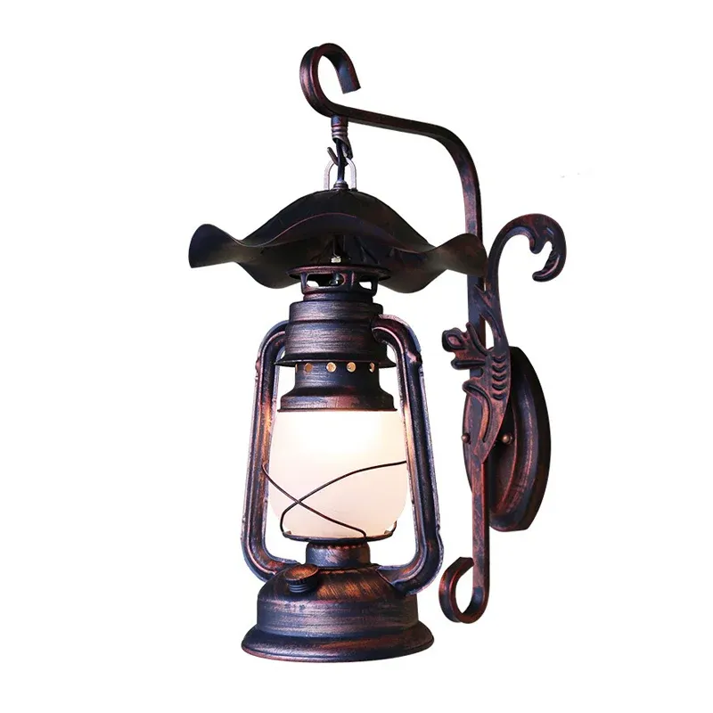 Wandleuchte mit einer Glühbirne, ländliche Kerosinlampe, Wandleuchte aus Milchglas verwittertem Kupfer Lange Lebensdauer