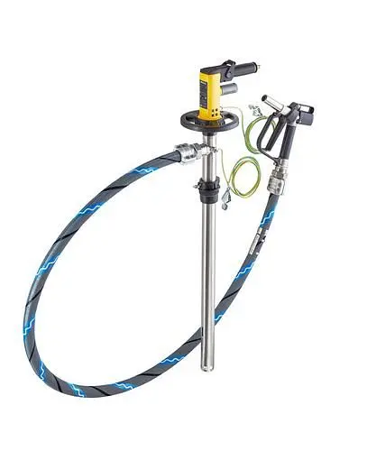 DENIOS Fasspumpe mit Druckluftmotor für Lösemittel 1000 mm Tauchtiefe für Fässer explosionsgeschützt 137422