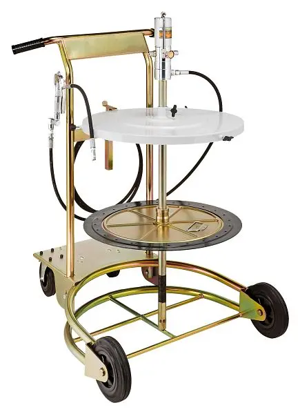 ELMAG DL-Fettabgabegerät fahrbar PREMIUM GREASE PUMP STANDARD DL-Fettpumpe PGP 600/220 Fettfolgeplatte 585 mm 4m Schlauch...