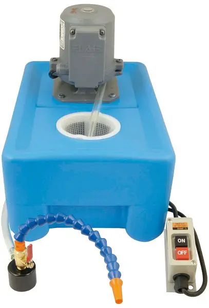 ELMAG Kühlmitteleinrichtung 9 l komplett mit Tauchpumpe 230 Volt 9 W 24 l/min max Förderhöhe 2 5 Meter 370x250x310 mm 1...