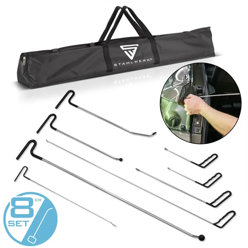 STAHLWERK Ausbeulwerkzeug 8er Set Kfz Vernetzt Repair Ausbeul-Set | Ausbeuleisen | Ausbeulstangen | Dellenlifter | Dellenw...