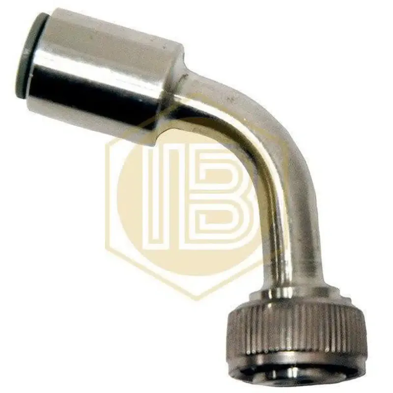 Metalladapter für Fasskopf, gebogen, für Bierschlauch 3/8 x BSP-Gewinde für Offroad-Einsatz