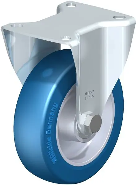 Blickle BK-ALBS 125K-1 Stahlblech-Bockrolle schwere Ausführung mit Anschraubplatte Blickle Besthane® Soft Blau 742475