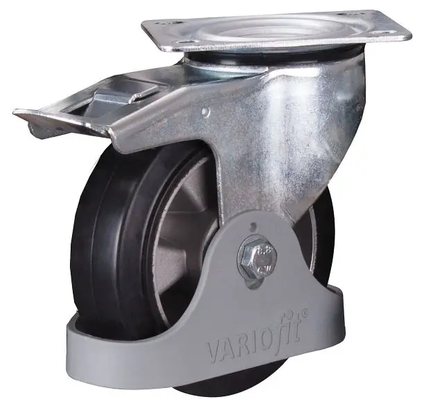 VARIOfit Bremsrolle Elastikvollgummi 125 x 40 mm schwarz auf Alukleinformatumdruckgussfelge dpg-125.007