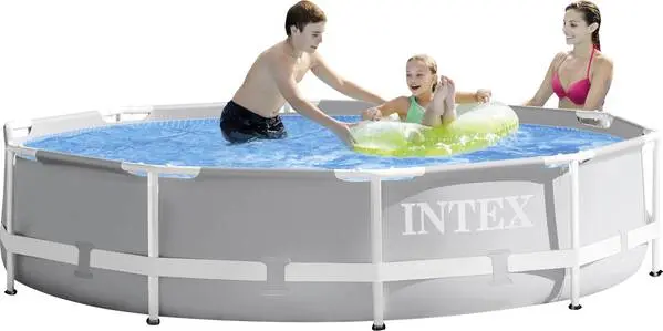 Intex PrismFrame Pool 305x76cm Frame Pool (Rohrkonstruktion) (Ø x H) 3050 mm x 760 mm mit Abdeckplane und Pumpe