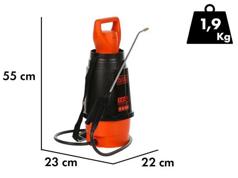 Black & Decker BXSPBS07E - Akkubetriebene Rückenspritze - 7 Liter - 7,2V/2,6Ah