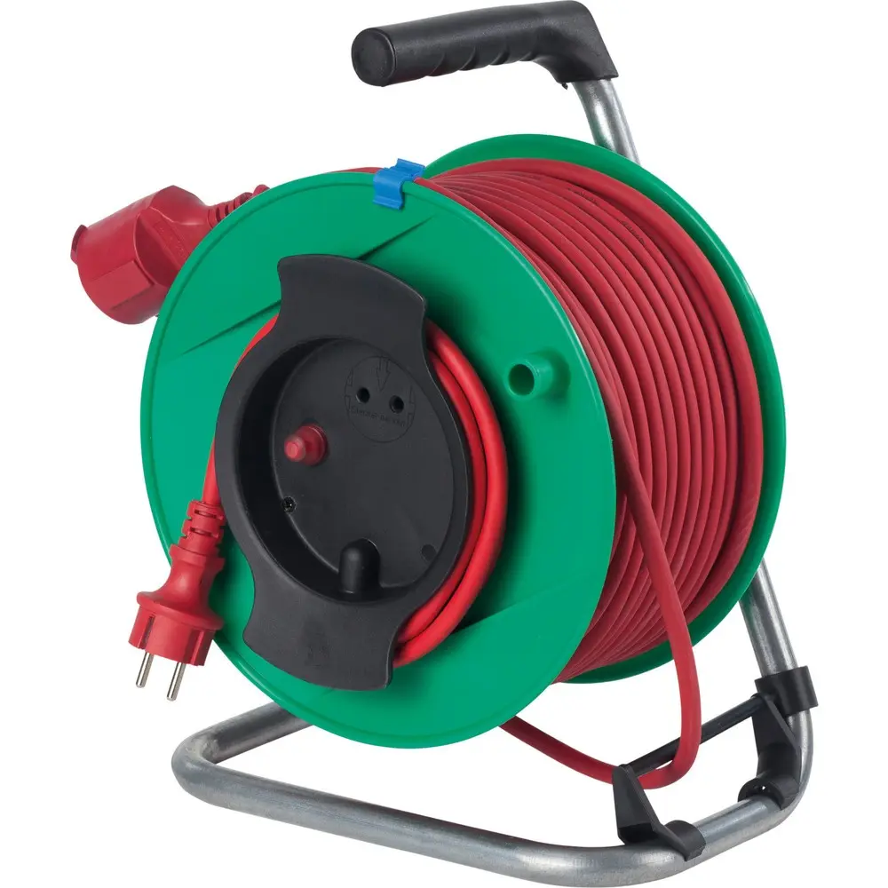 as-Schwabe Sicherheits-Rasenmähertrommel IP44, grün, leichte Gummischlauchleitung