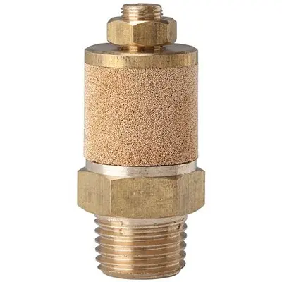 RIEGLER® - Schalldämpfer Abluft einstellbar Sinterbronze Messing 10 bar, R1/8"