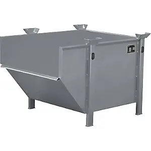 Stahlblechbehälter, Volumen 0,5 m³, ohne klappbare Schüttklappe, mausgrau.