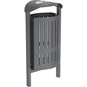 Abfallkorb SILAOS® mit Ascher, Stahlblech, zum Einbetonieren, grau.