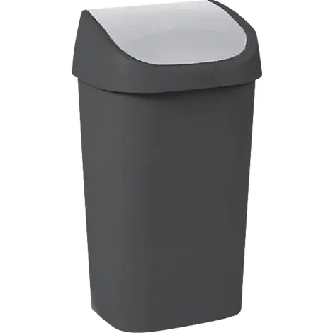 Curver Abfallbehälter Mistral, Swingdeckel, 100% Recycling-Kunststoff, B 400 x T 300 x H 690 mm, 50 Liter, anthrazit/grau